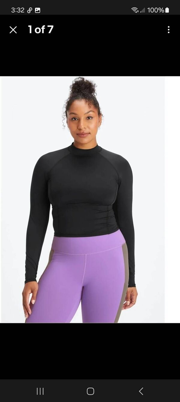 New Small Fabletics Black Lightweight Long Sleeve Top Shirt Pullover NWT